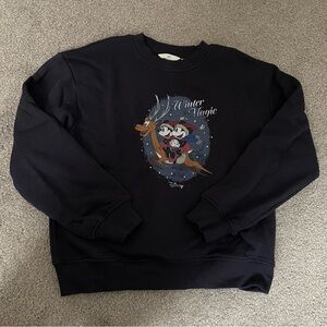 H&M Disney Christmas Winter Navy Sweatshirt